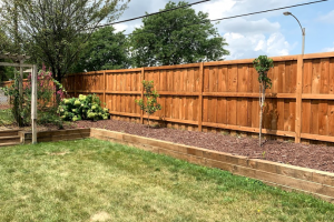 cedar fence recently installed in Glenview, Illinois